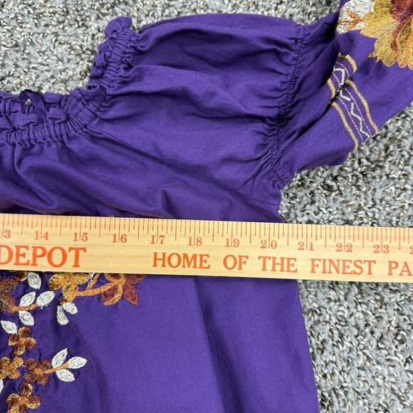 Free People Fleur Shift Off Shoulder Dress Large Lavender Floral Embroidered - Picture 8 of 10